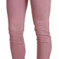 Chic Pink Mid Waist Skinny Jeans - SEHABRANDS