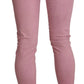 Chic Pink Mid Waist Skinny Jeans - SEHABRANDS