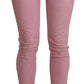 Chic Pink Mid Waist Skinny Jeans - SEHABRANDS