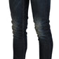 Chic Dark Blue Skinny Cropped Jeans - SEHABRANDS