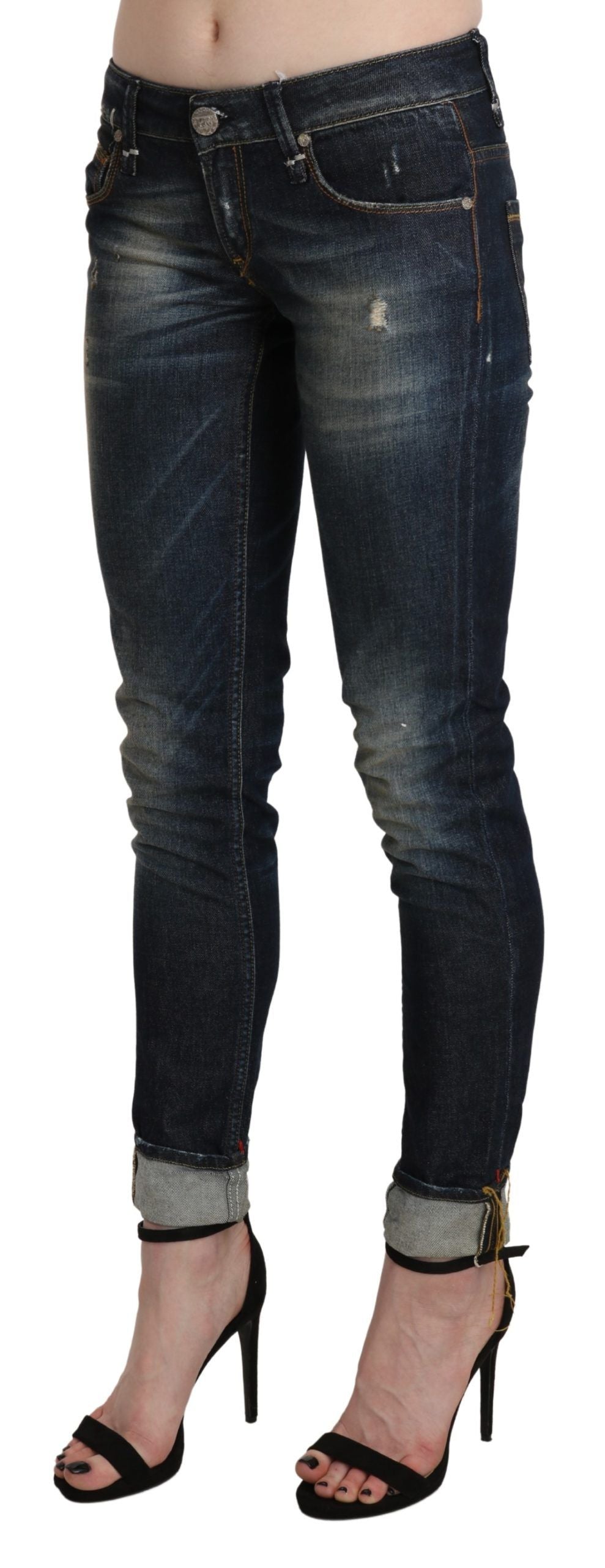 Chic Dark Blue Skinny Cropped Jeans - SEHABRANDS