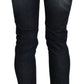 Chic Dark Blue Skinny Cropped Jeans - SEHABRANDS