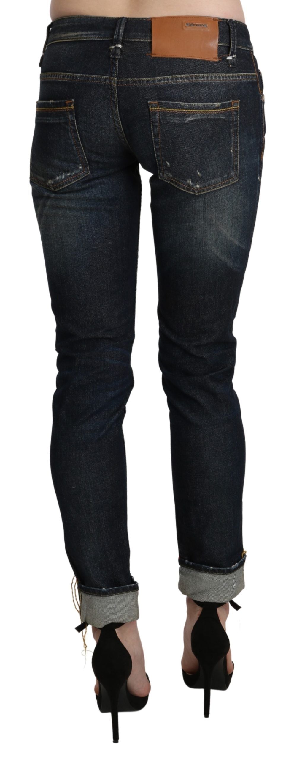 Chic Dark Blue Skinny Cropped Jeans - SEHABRANDS