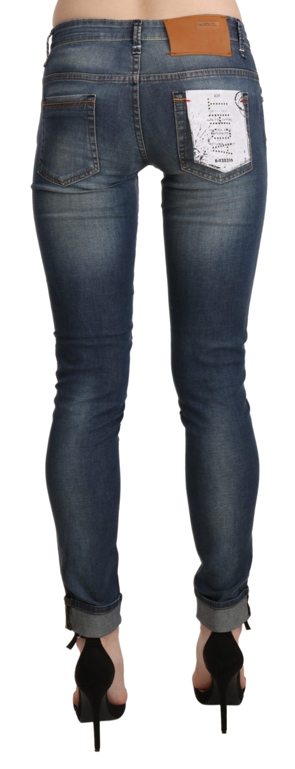 Chic Blue Washed Skinny Cropped Jeans - SEHABRANDS