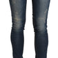 Chic Blue Washed Skinny Cropped Jeans - SEHABRANDS