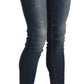 Chic Blue Washed Skinny Cropped Jeans - SEHABRANDS