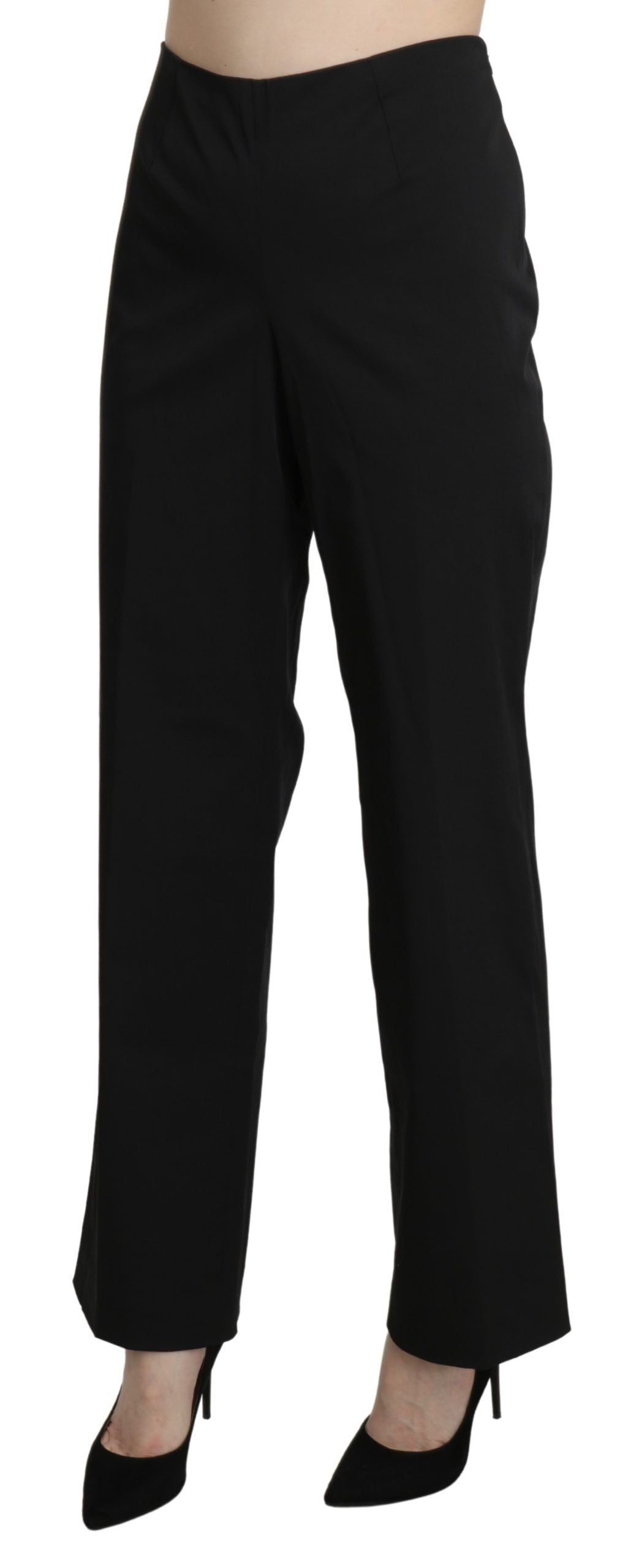 Elegant High Waist Straight Black Pants - SEHABRANDS