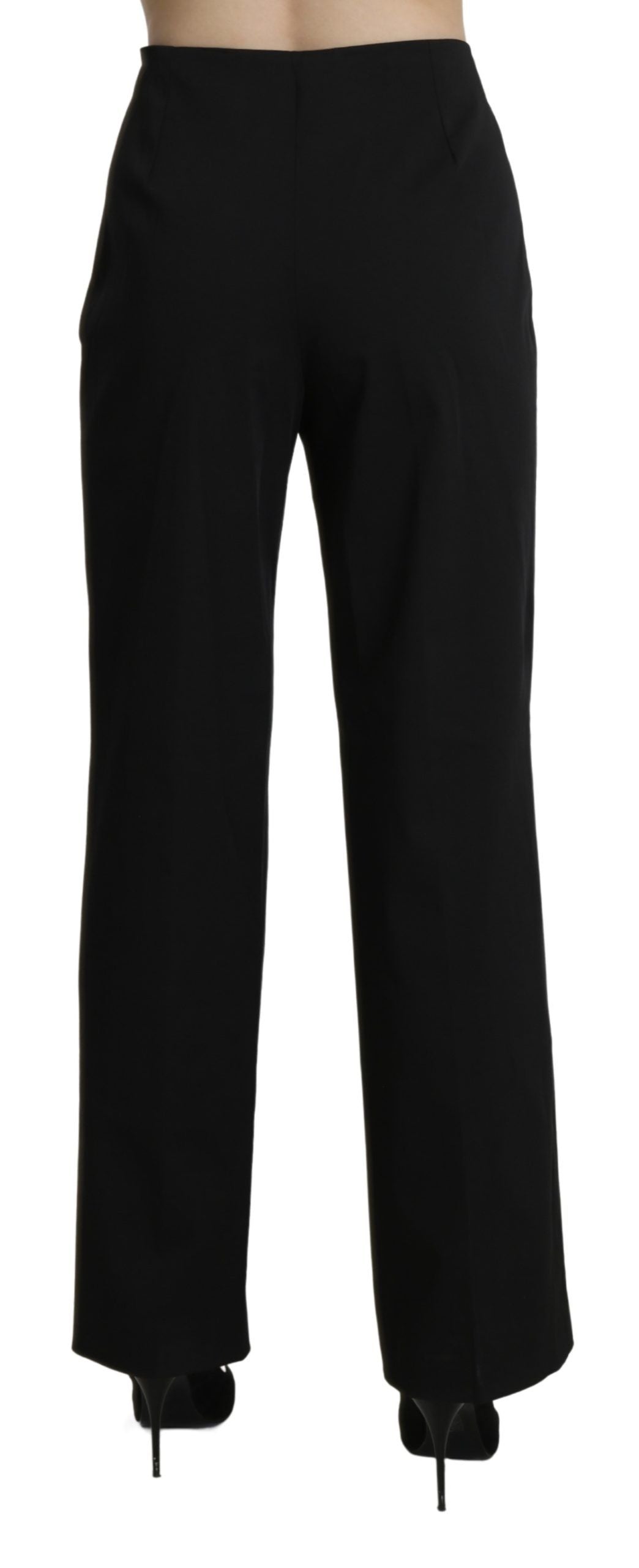 Elegant High Waist Straight Black Pants - SEHABRANDS