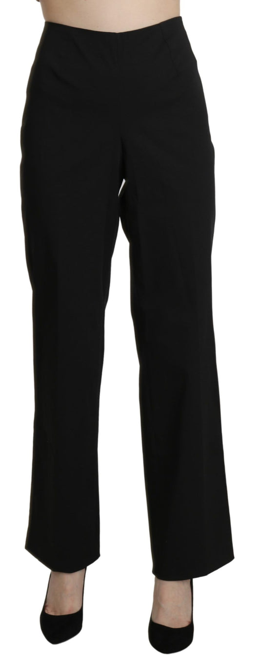 Elegant High Waist Straight Black Pants - SEHABRANDS