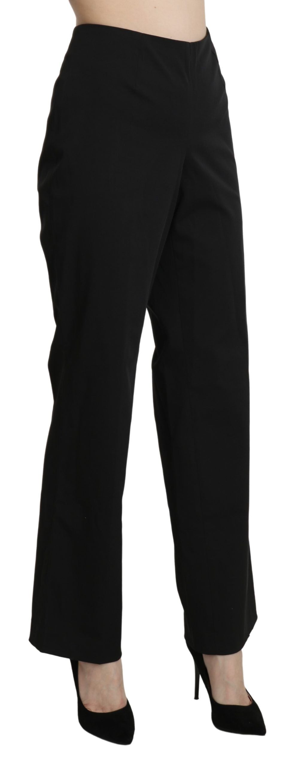 Elegant High Waist Straight Black Pants - SEHABRANDS