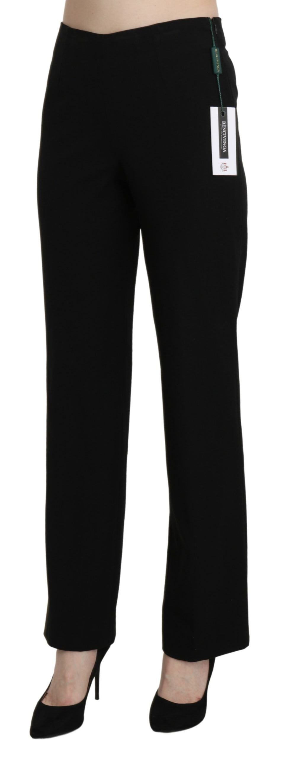 Elegant Black High Waist Straight Pants - SEHABRANDS