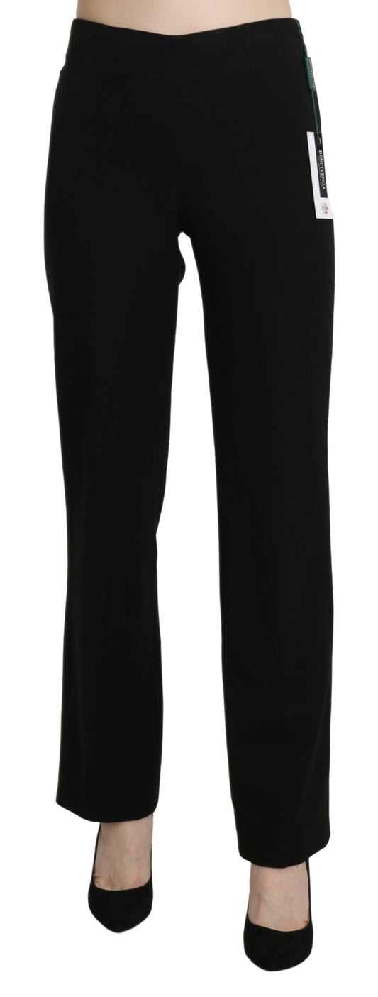 Elegant Black High Waist Straight Pants - SEHABRANDS