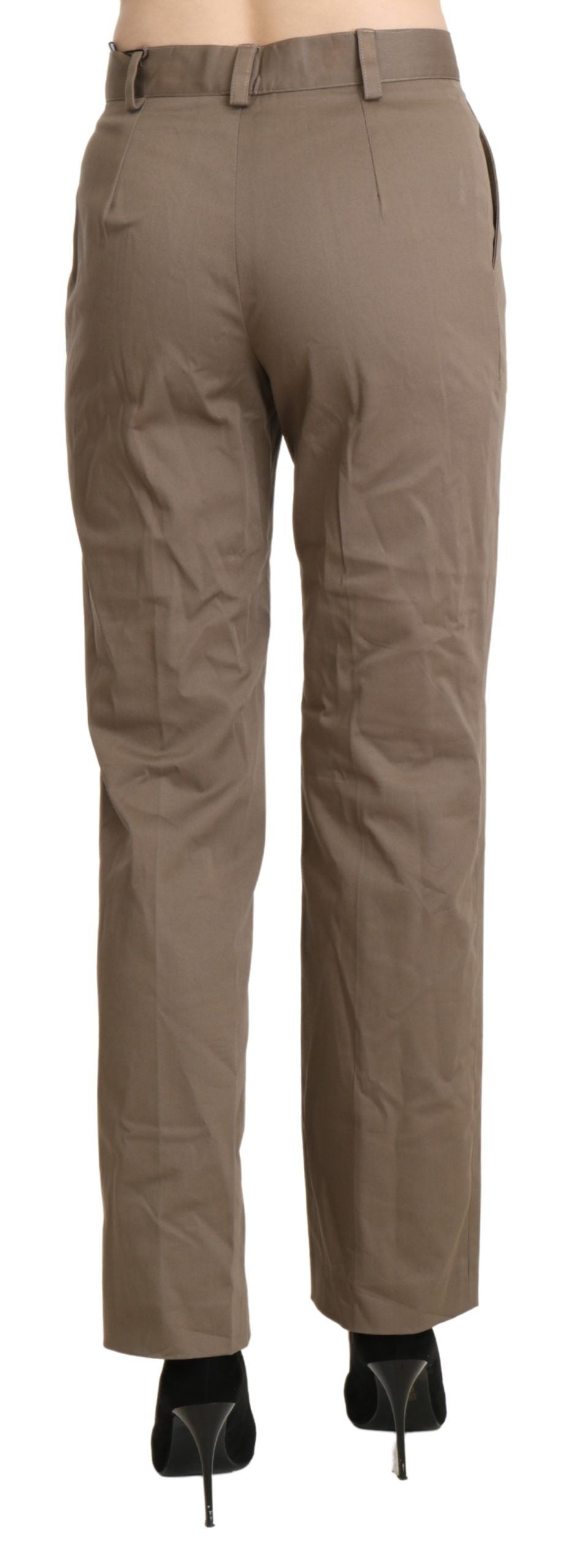 Elegant High Waist Straight Pants in Brown - SEHABRANDS