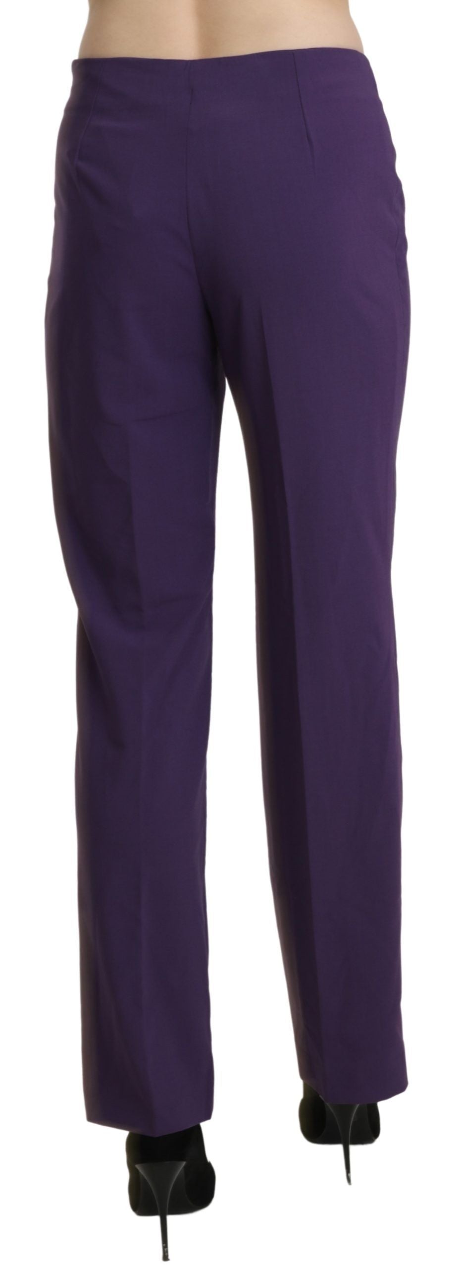 Elegant High Waist Violet Straight Pants - SEHABRANDS