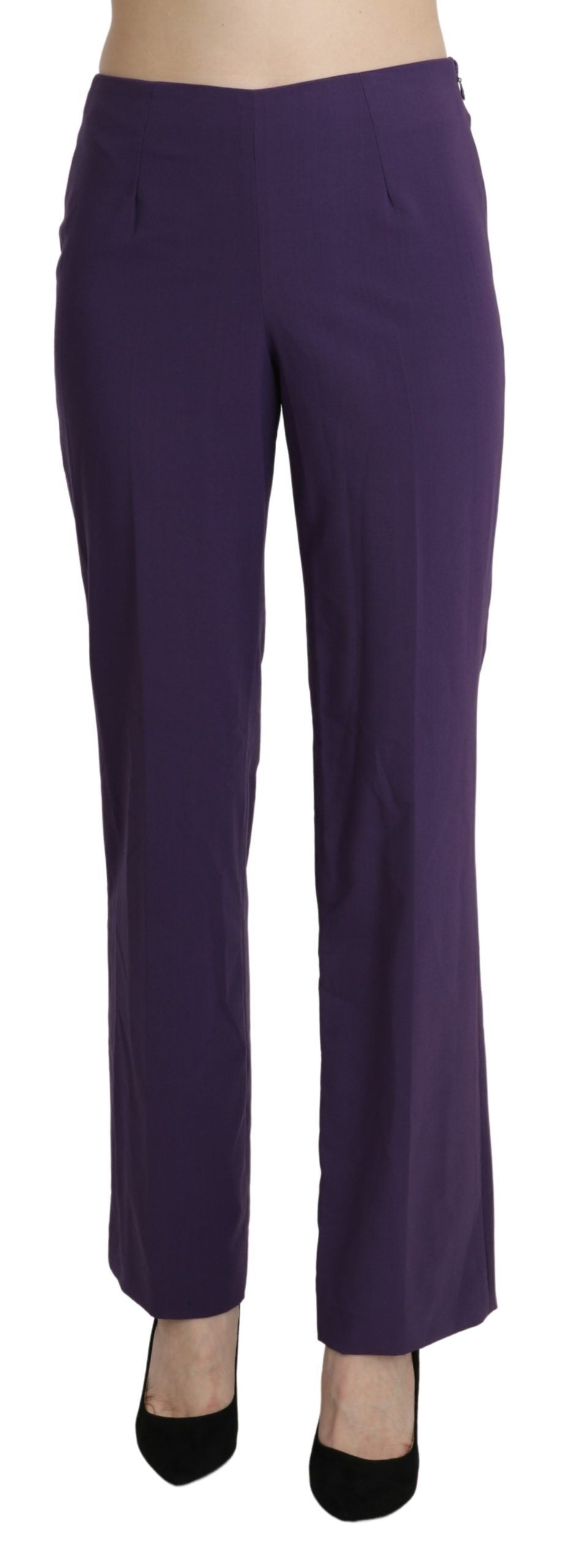 Elegant High Waist Violet Straight Pants - SEHABRANDS