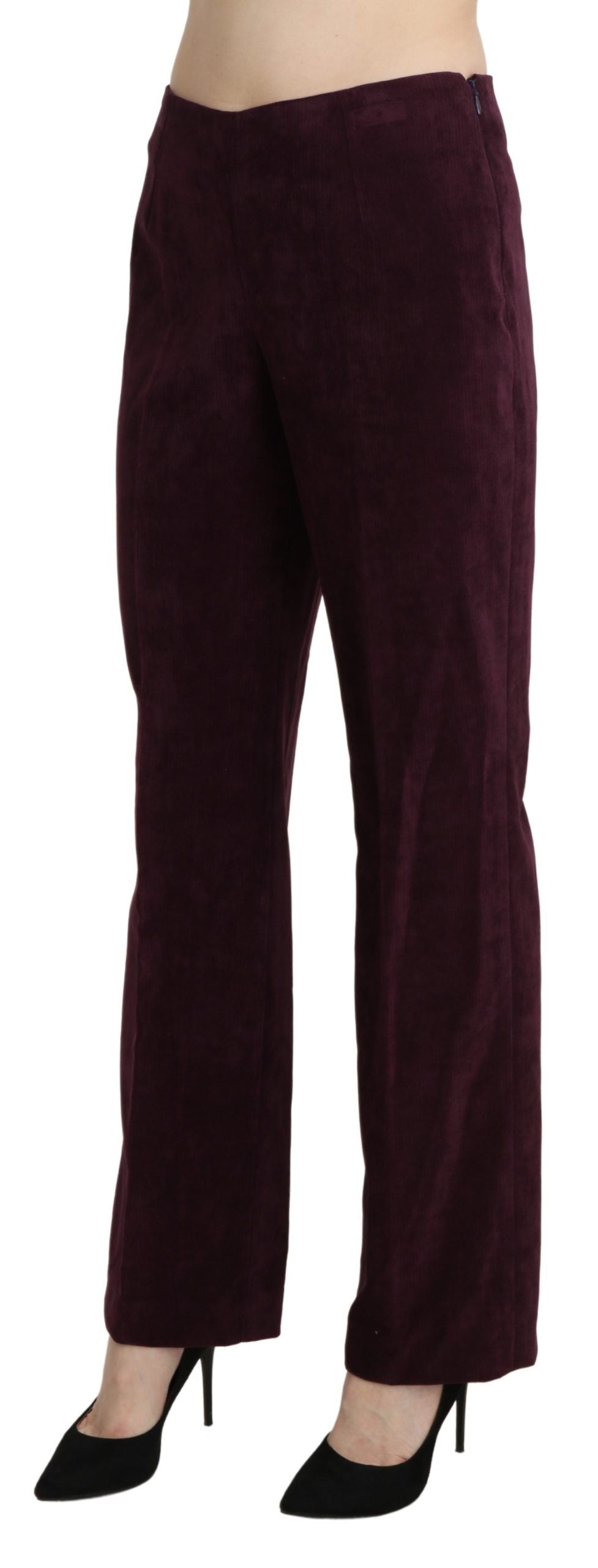 Elegant High Waist Straight Purple Pants - SEHABRANDS