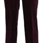 Elegant High Waist Straight Purple Pants - SEHABRANDS