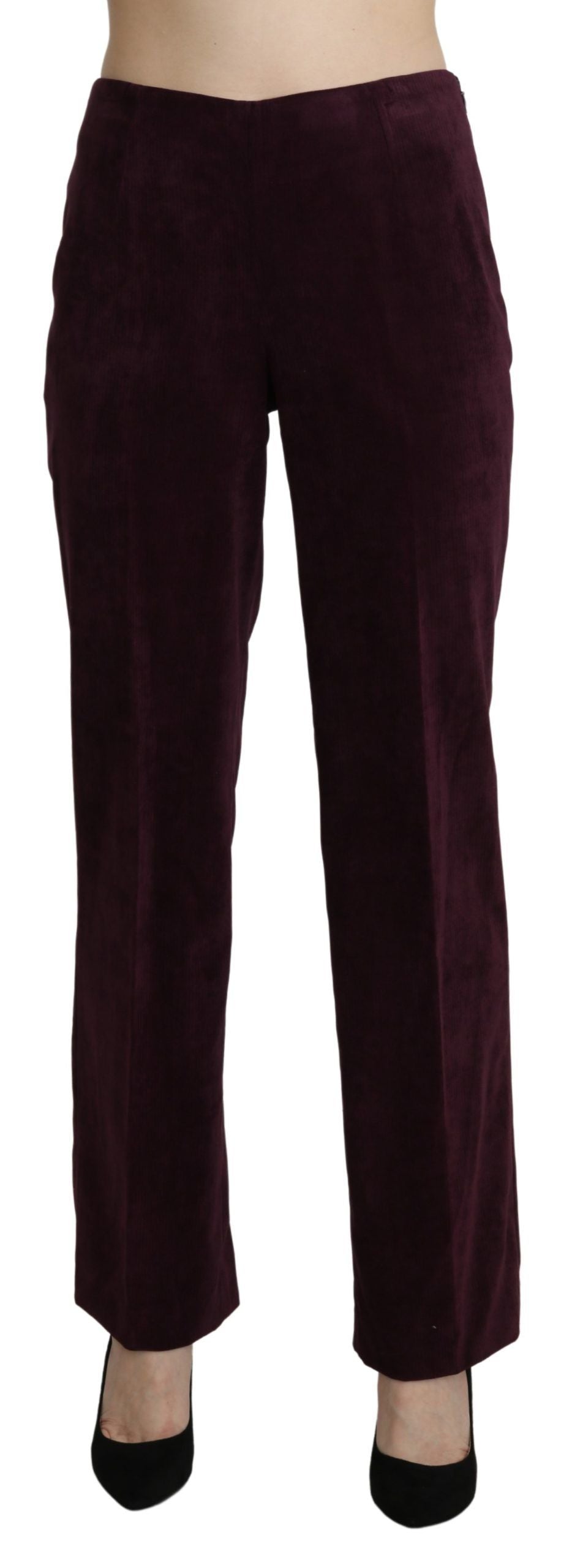 Elegant High Waist Straight Purple Pants - SEHABRANDS