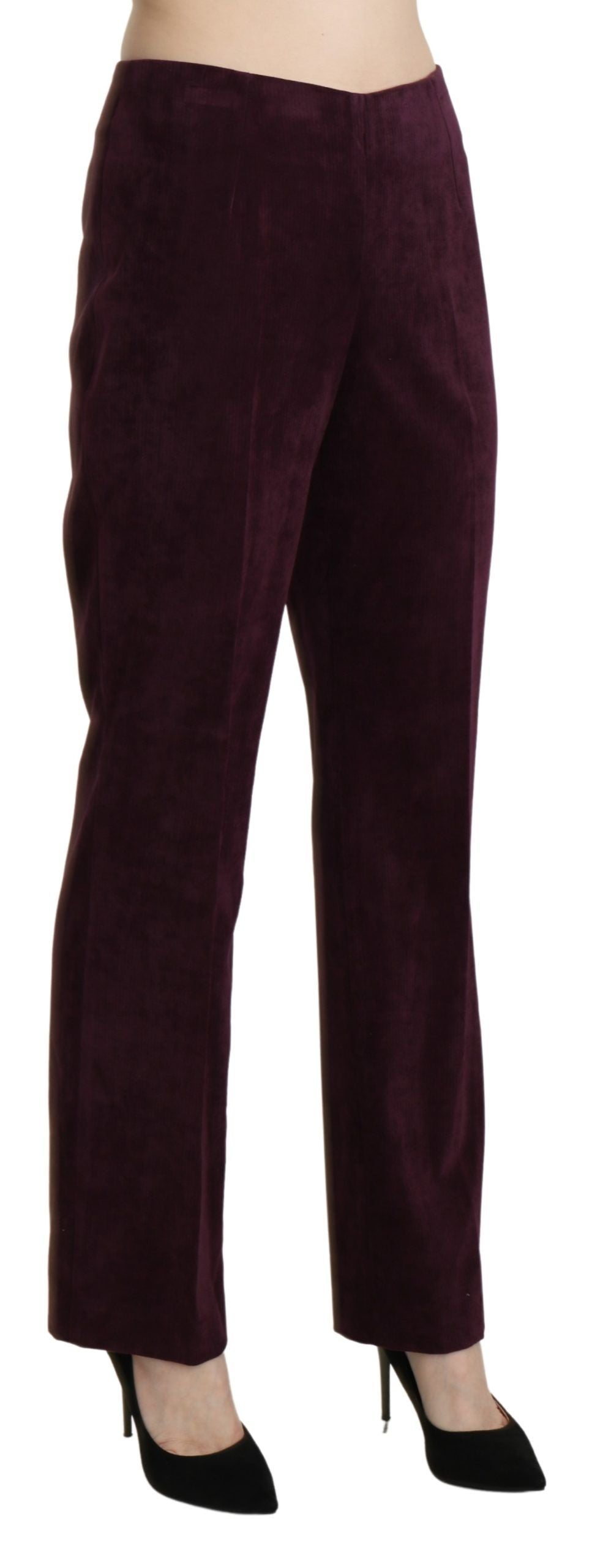 Elegant High Waist Straight Purple Pants - SEHABRANDS