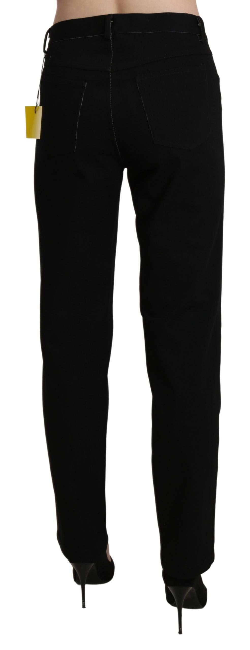 Elegant High Waist Straight Black Trousers - SEHABRANDS