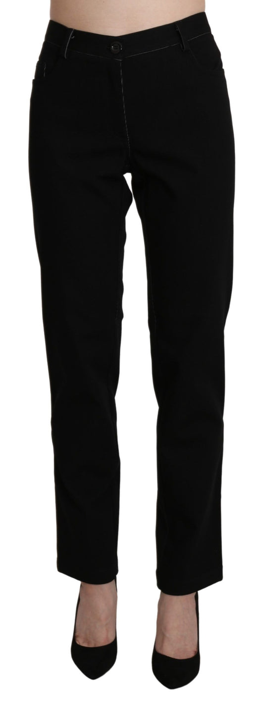 Elegant High Waist Straight Black Trousers - SEHABRANDS