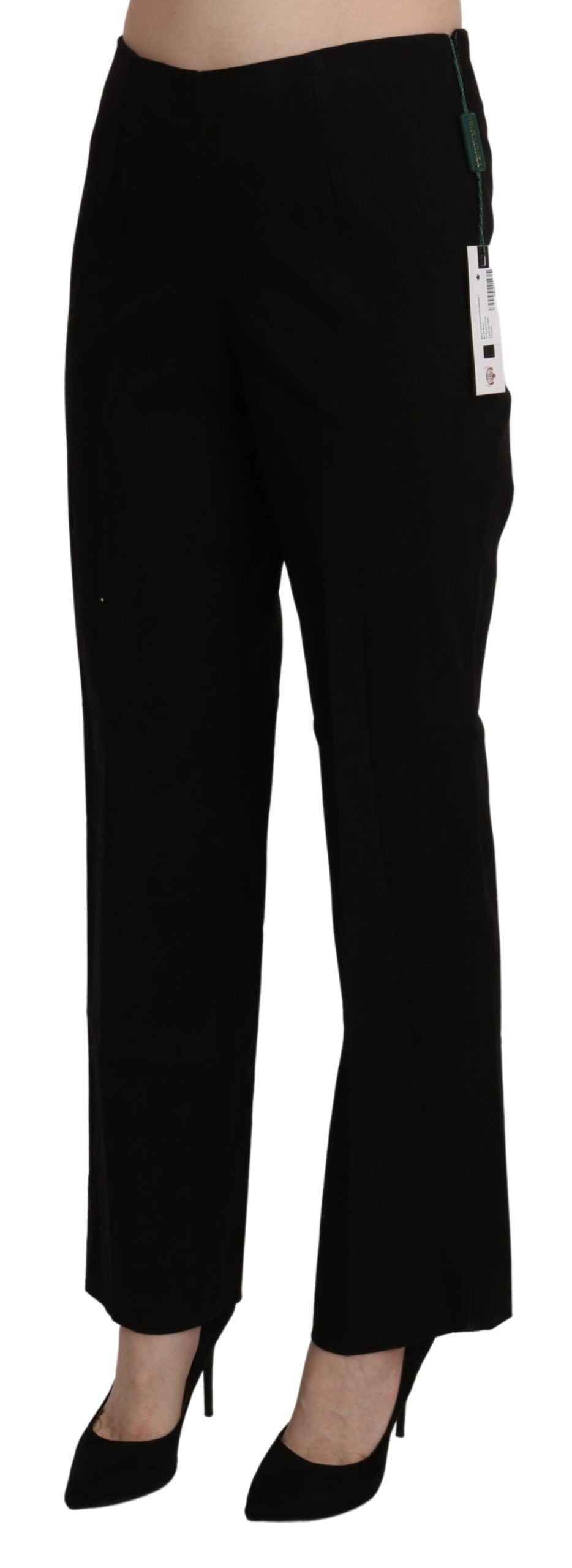 Elegant High Waist Straight Black Pants - SEHABRANDS