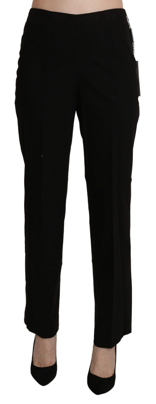 Elegant High Waist Straight Black Pants - SEHABRANDS