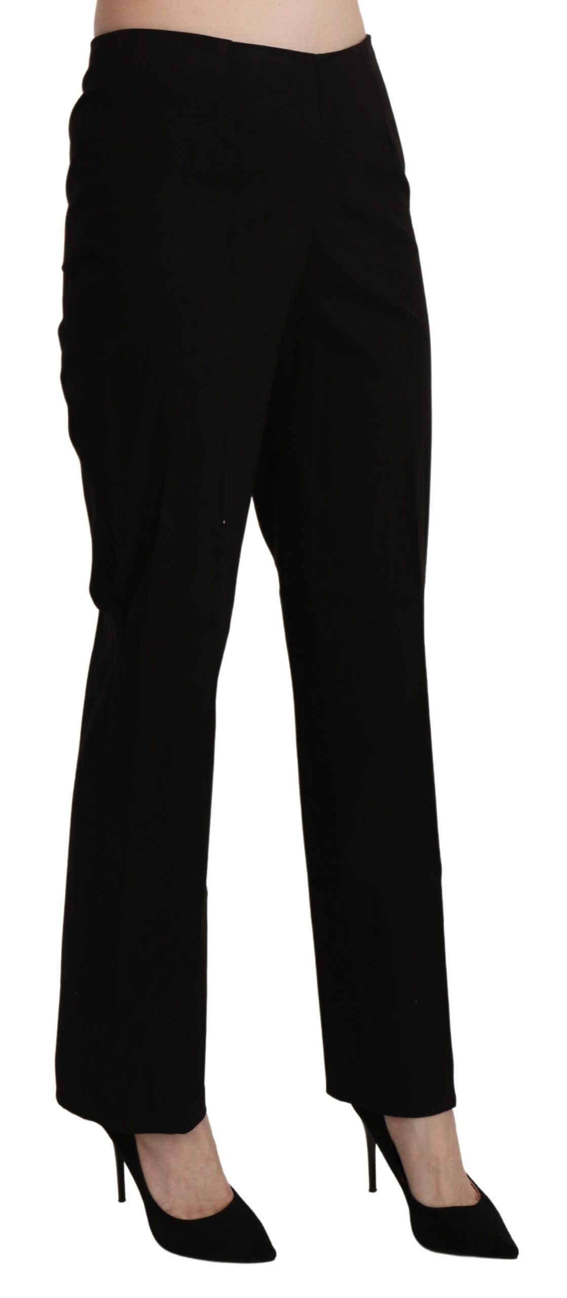 Elegant High Waist Straight Black Pants - SEHABRANDS