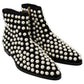 Dolce & Gabbana Chic Black Suede Ankle Boots with Pearls