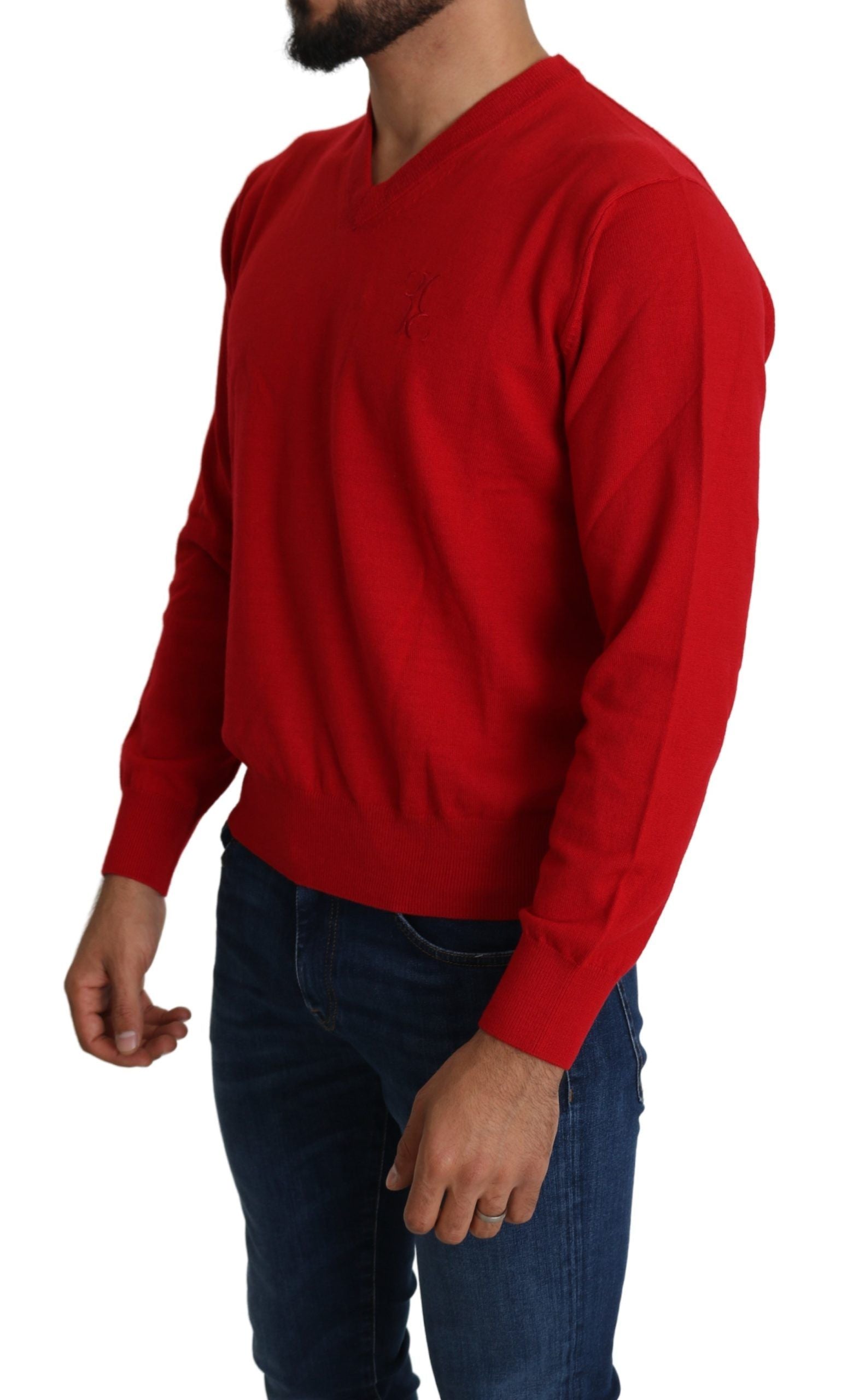 Iconic Embroidered Red Wool Sweater - SEHABRANDS