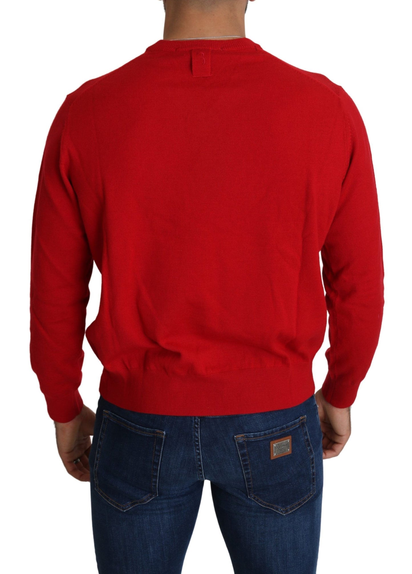 Iconic Embroidered Red Wool Sweater - SEHABRANDS