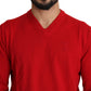 Iconic Embroidered Red Wool Sweater - SEHABRANDS