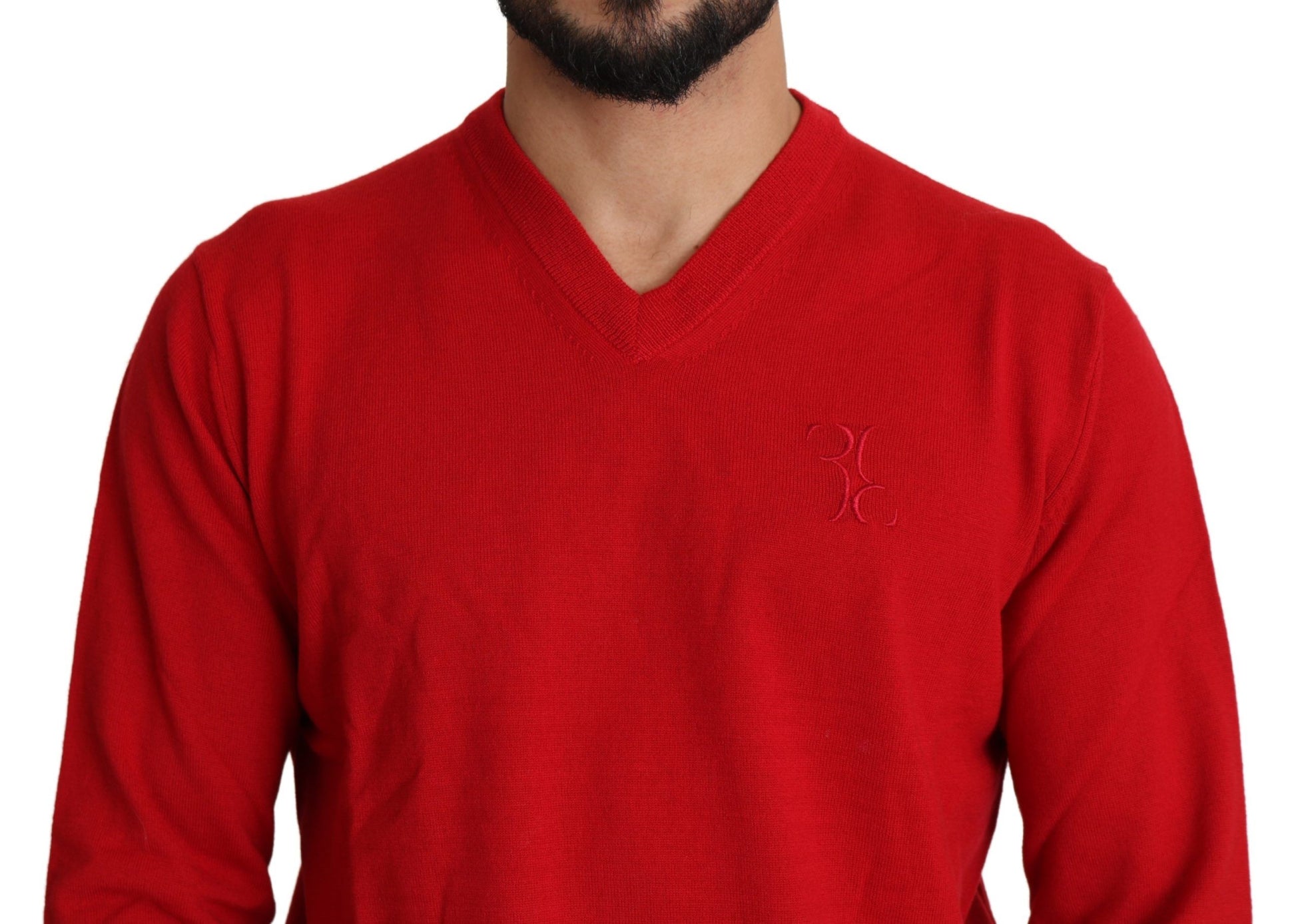 Iconic Embroidered Red Wool Sweater - SEHABRANDS