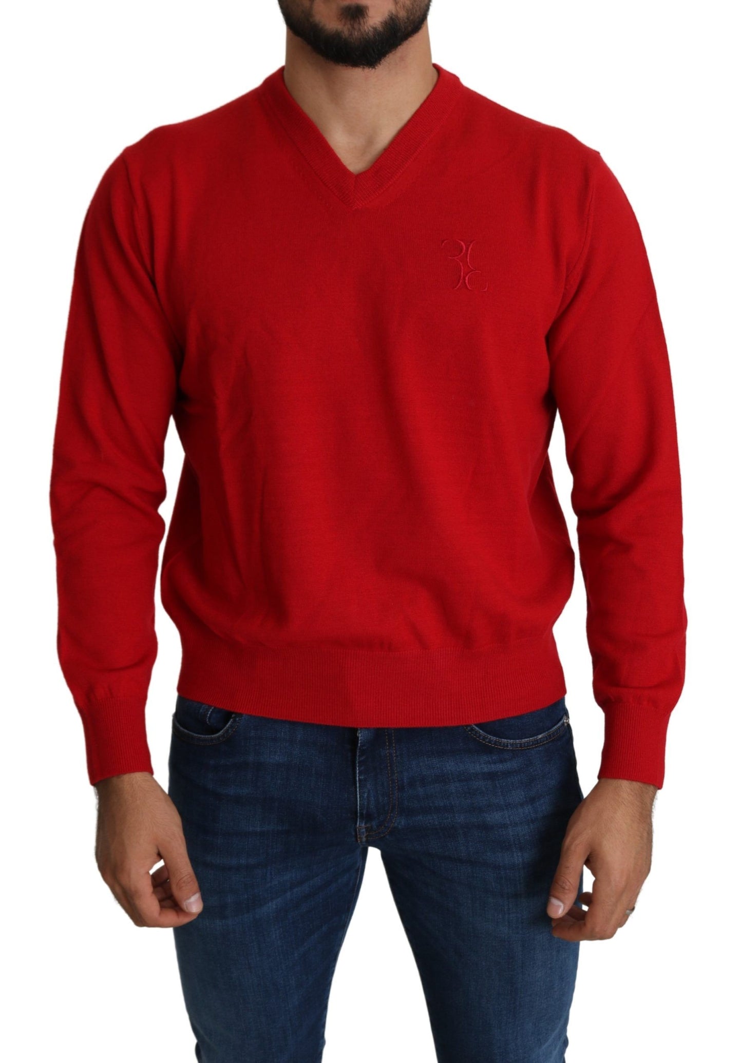 Iconic Embroidered Red Wool Sweater - SEHABRANDS