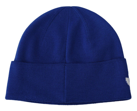 Chic Unisex Cobalt Wool Beanie with Logo Detail - SEHABRANDS