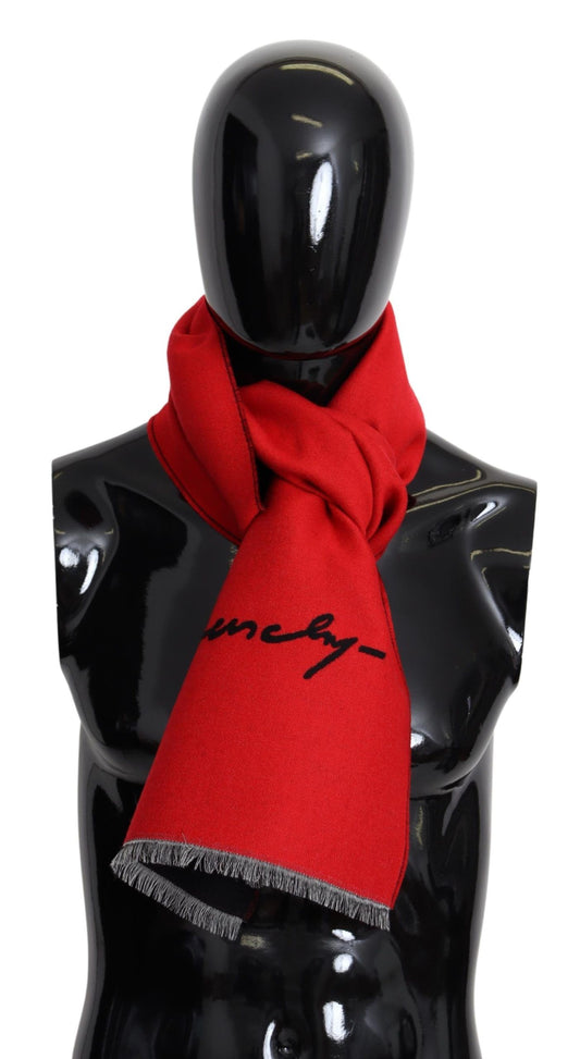 Elegant Red Wool Blend Unisex Scarf - SEHABRANDS