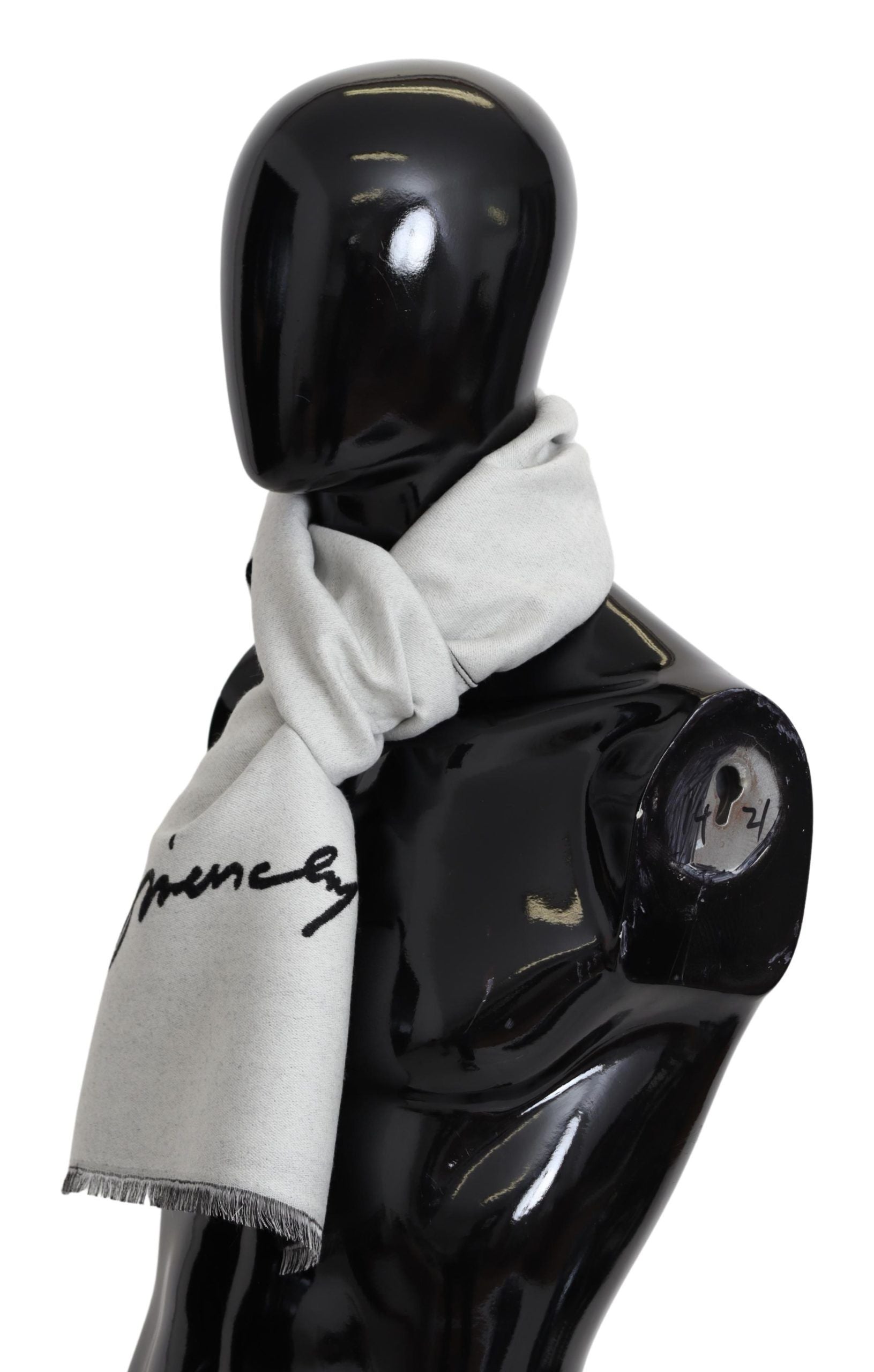 Elegant Monochrome Wool-Silk Blend Scarf - SEHABRANDS