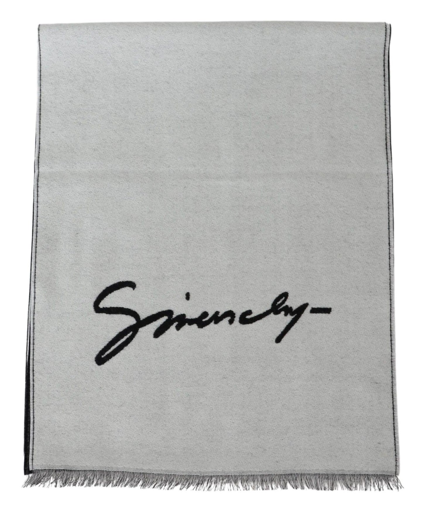 Elegant Monochrome Wool-Silk Blend Scarf - SEHABRANDS