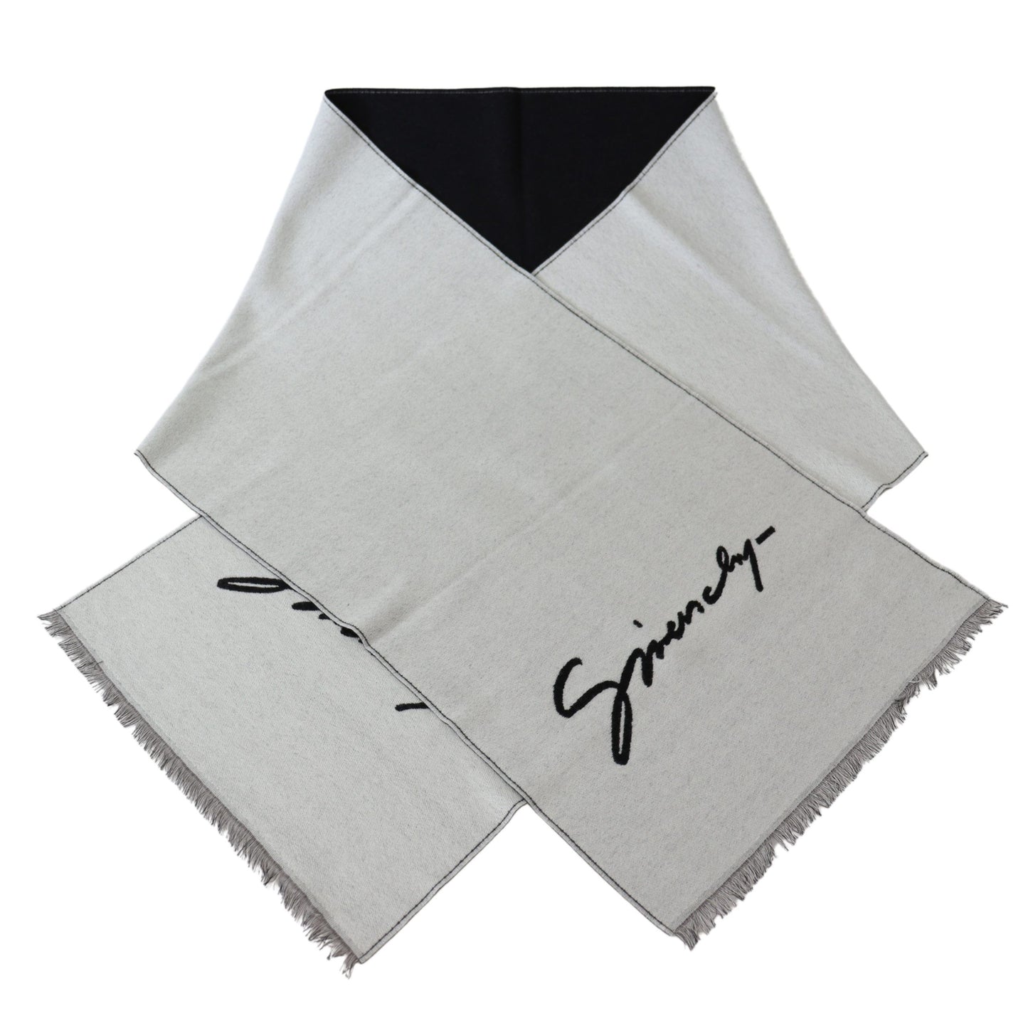 Elegant Monochrome Wool-Silk Blend Scarf - SEHABRANDS