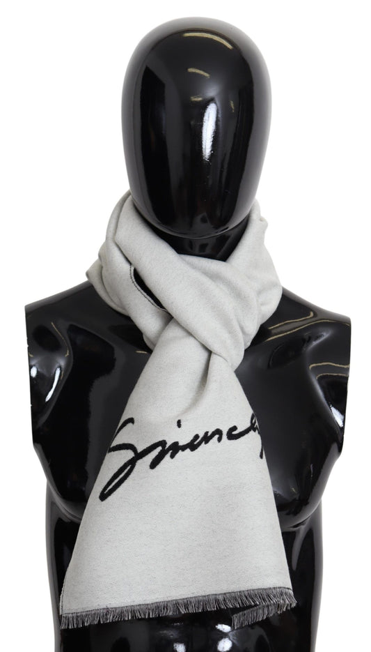 Elegant Monochrome Wool-Silk Blend Scarf - SEHABRANDS