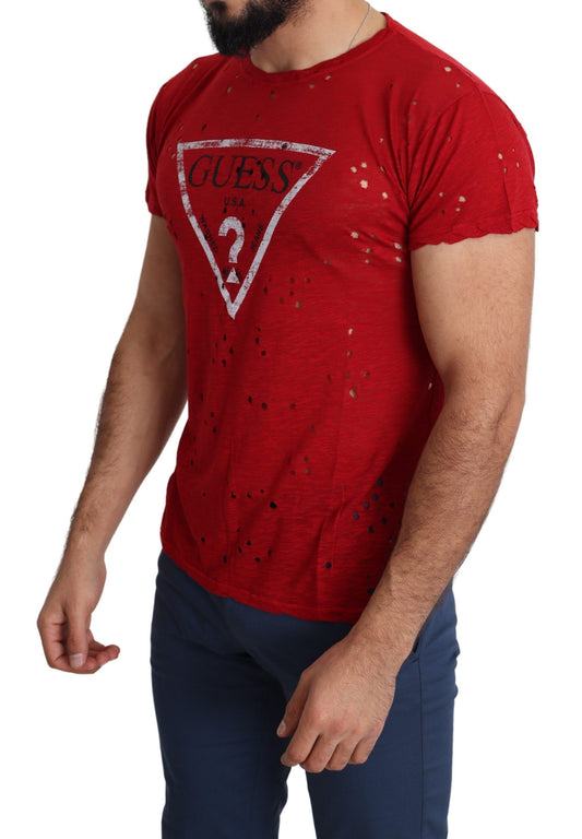 Radiant Red Cotton Stretch T-Shirt - SEHABRANDS