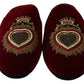 Dolce & Gabbana Red Velvet Embroidered Slides