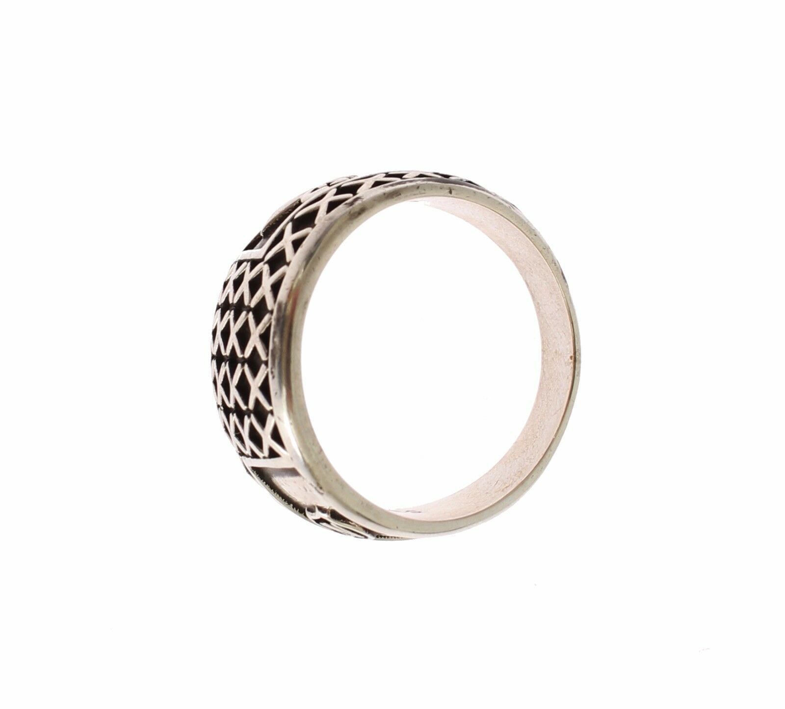 Elegant Silver Band with Black Accents - SEHABRANDS