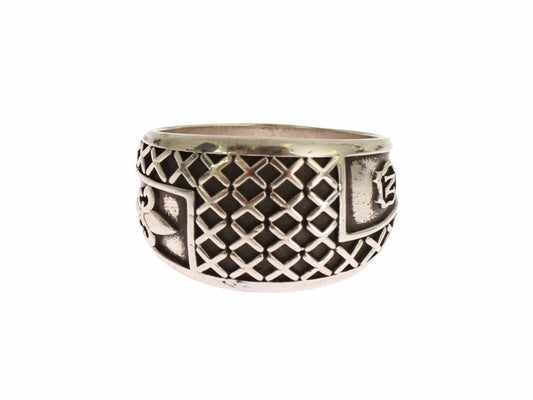 Elegant Silver Band with Black Accents - SEHABRANDS