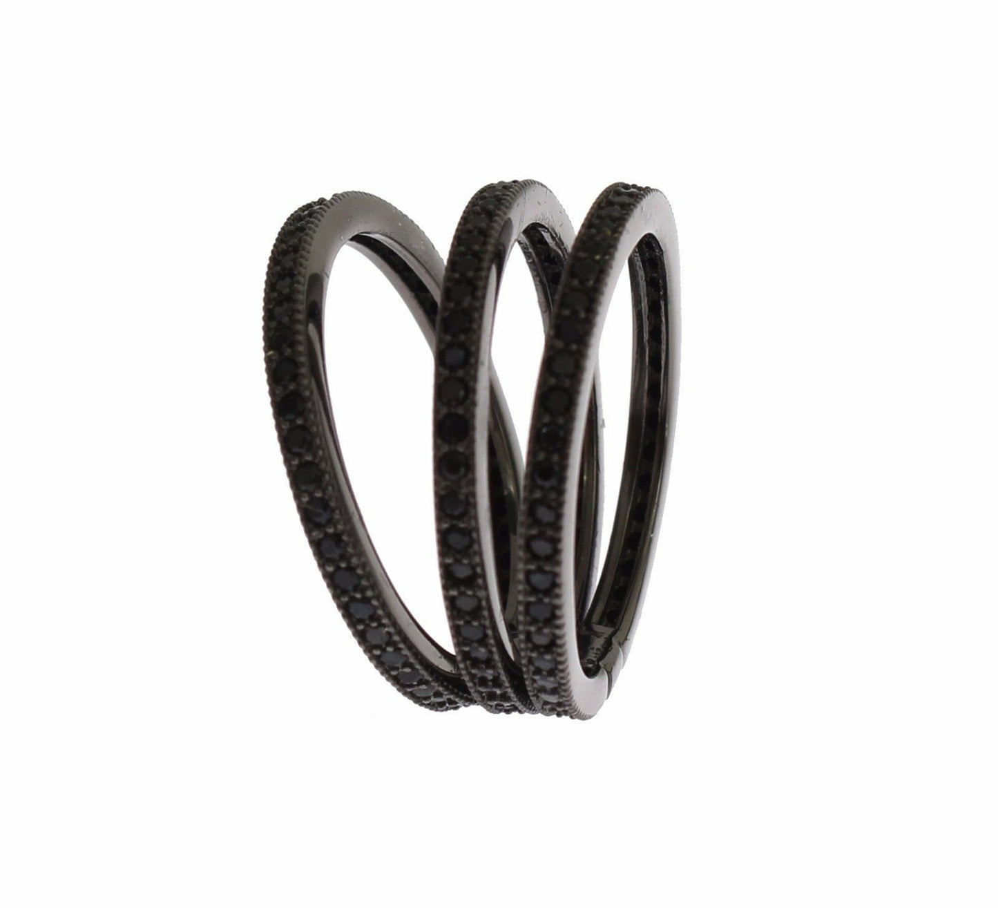 Elegant Black Rhodium Silver Crystal Ring - SEHABRANDS