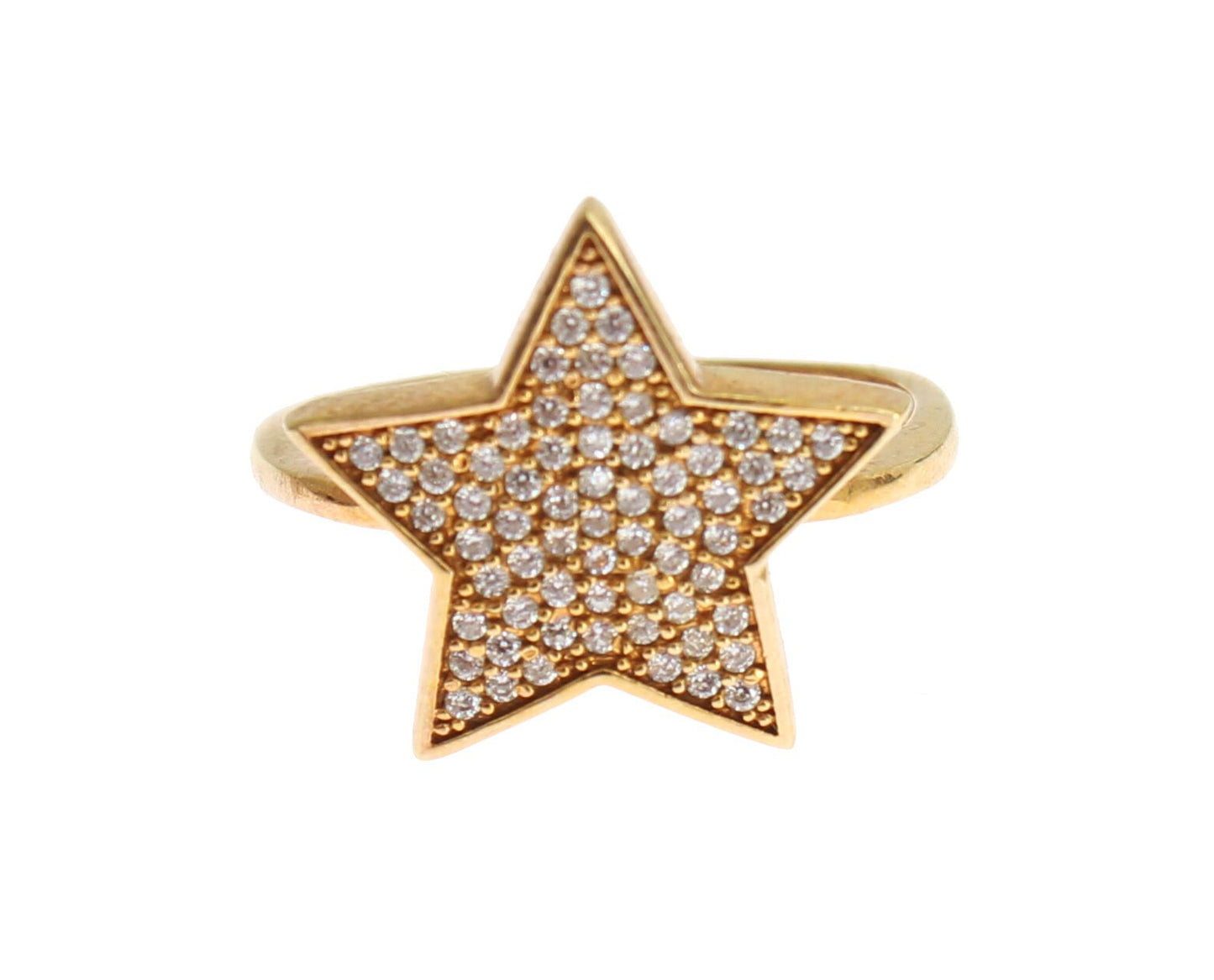 Elegant Gold-Plated Sterling Silver Ring with CZ Crystals - SEHABRANDS