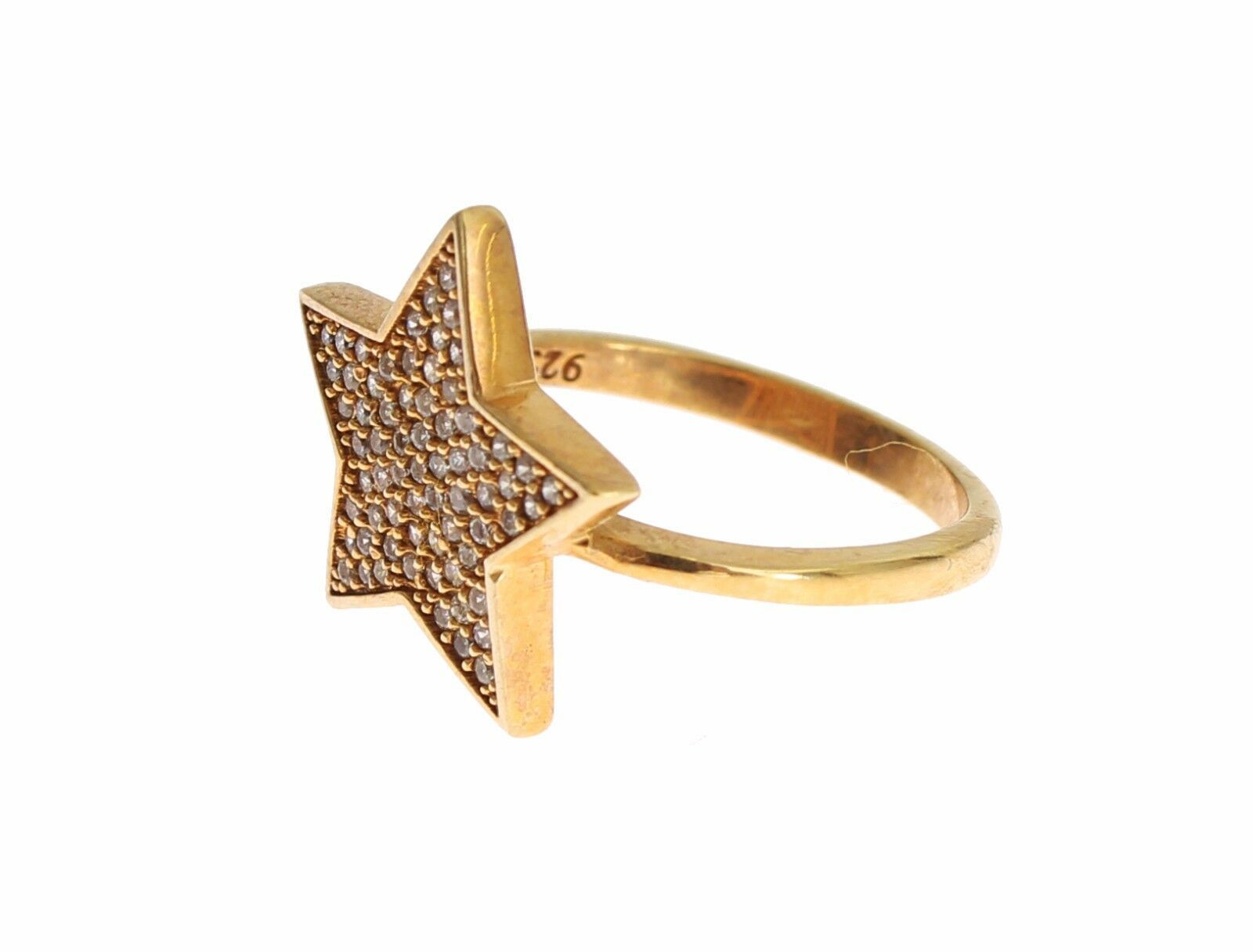 Elegant Gold-Plated Sterling Silver Ring with CZ Crystals - SEHABRANDS