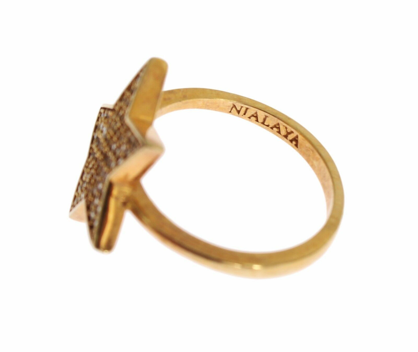 Elegant Gold-Plated Sterling Silver Ring with CZ Crystals - SEHABRANDS