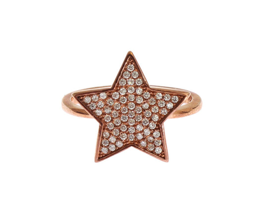 Dazzling Pink Gold Plated Sterling Silver CZ Ring - SEHABRANDS