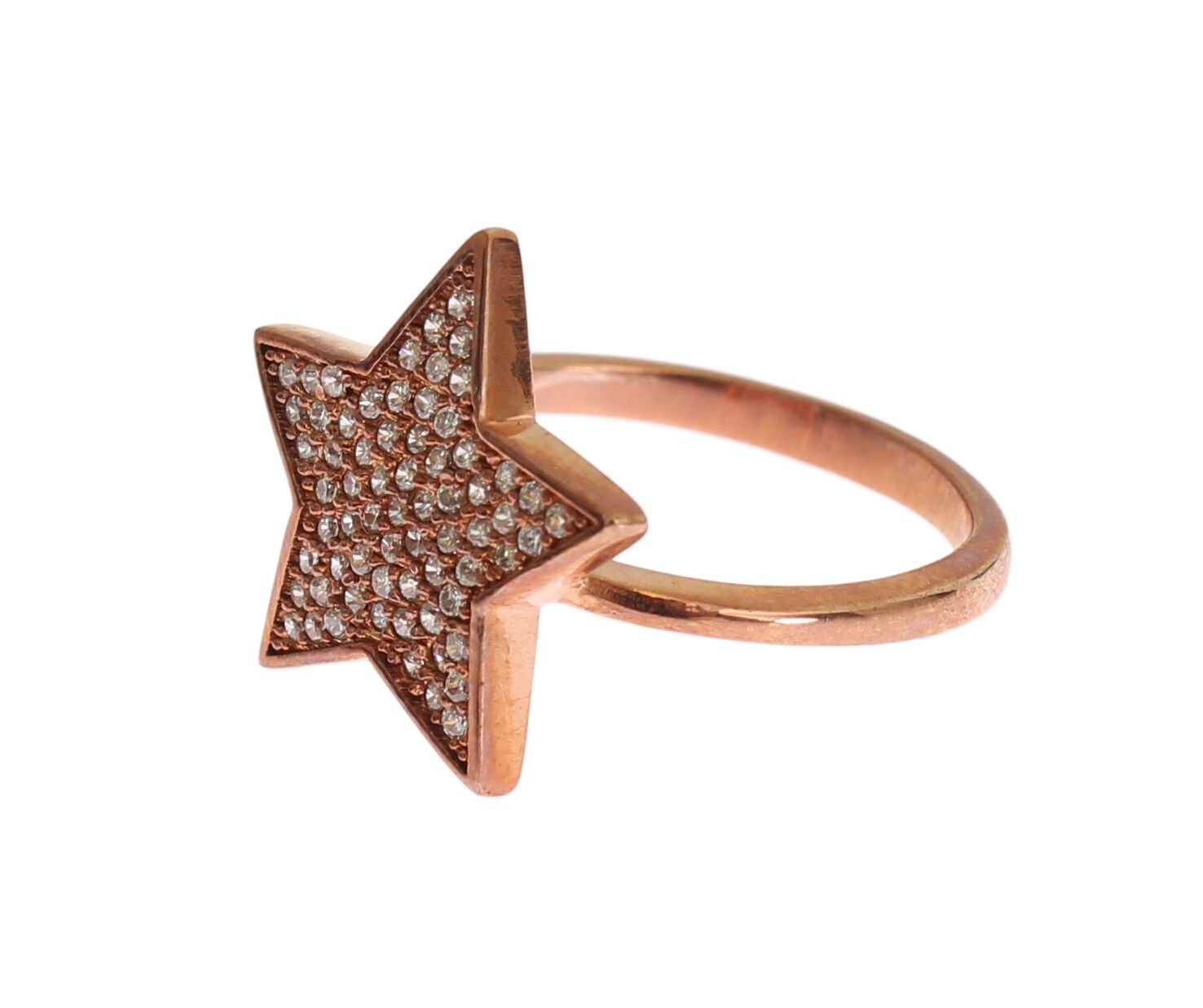 Dazzling Pink Gold Plated Sterling Silver CZ Ring - SEHABRANDS